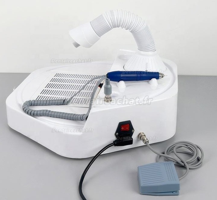 Unité de polissage et de meulage 2 en 1 pour laboratoire dentaire avec micromoteur et système d'aspiration des poussières